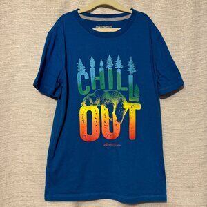Eddie Bauer Kid's Short Sleeve Graphic T-Shirt, Rainbow Chill Out Bear, M 10/12